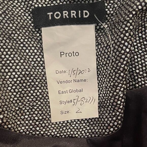 Torrid Silver Black Metallic Shawl Collar Lightweight Blazer ProtonType Sz 2X - Picture 5 of 7